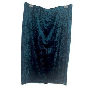 Monroe Main Women’s Sz XL Green Velvet Midi Skirt Festive Holiday Christmas